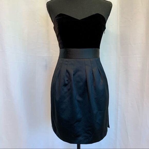 THEORY black strapless velvet silk Chanesa dress Size 0 - Picture 5 of 15